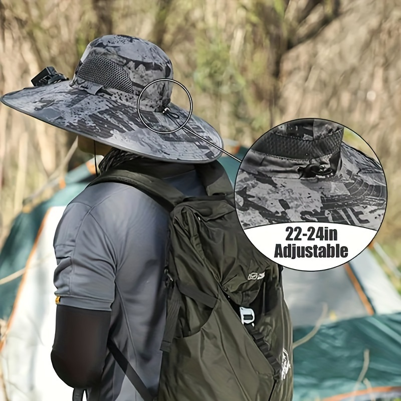 Chapéu Solar com 2 Ventiladores | Aba Larga e Proteção UV | Ideal para Pesca, Camping, Praia e Atividades ao Ar Livre
