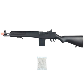 Kit Rifle AirSoft M14 M305F Spring 6mm Preta - Double Eagle + 2000 Esferas 0.12g