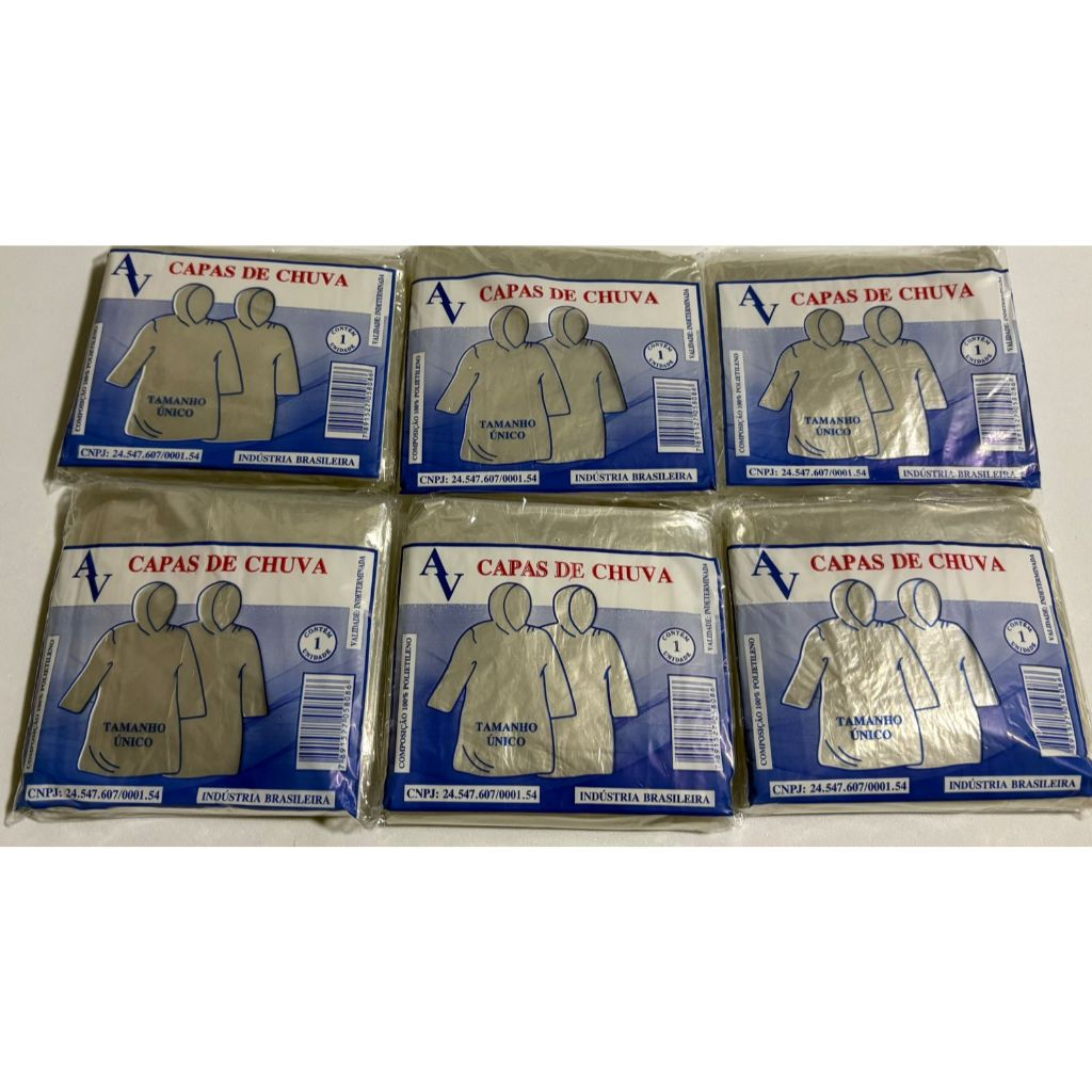 Capa de Chuva Resistente Descartavel – Tamanho Único - Proteção Chuva - Protetor Impermeável - Kit Capa de Chuva