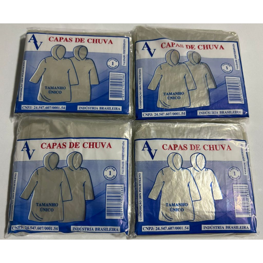 Capa de Chuva Resistente Descartavel – Tamanho Único - Proteção Chuva - Protetor Impermeável - Kit Capa de Chuva