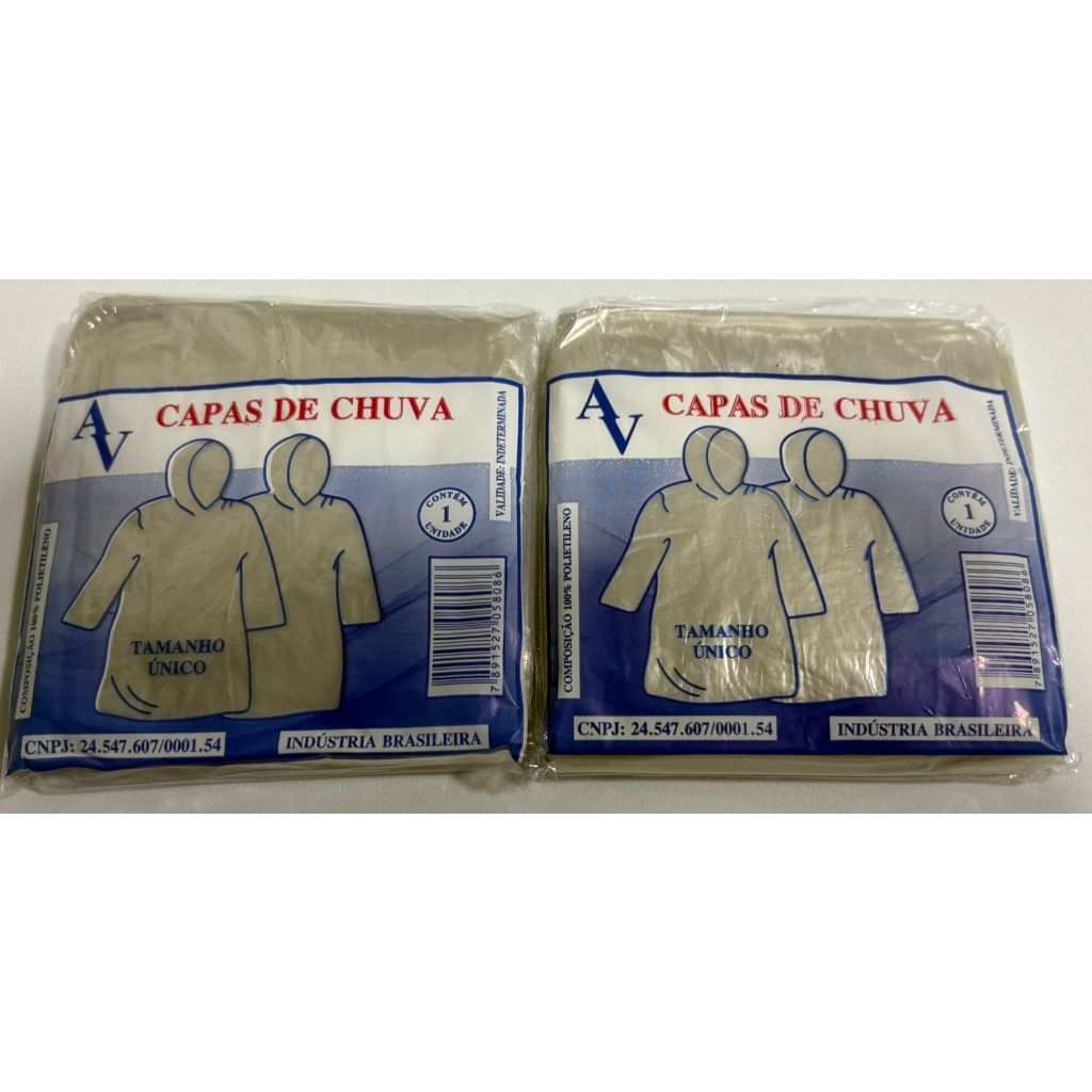 Capa de Chuva Resistente Descartavel – Tamanho Único - Proteção Chuva - Protetor Impermeável - Kit Capa de Chuva