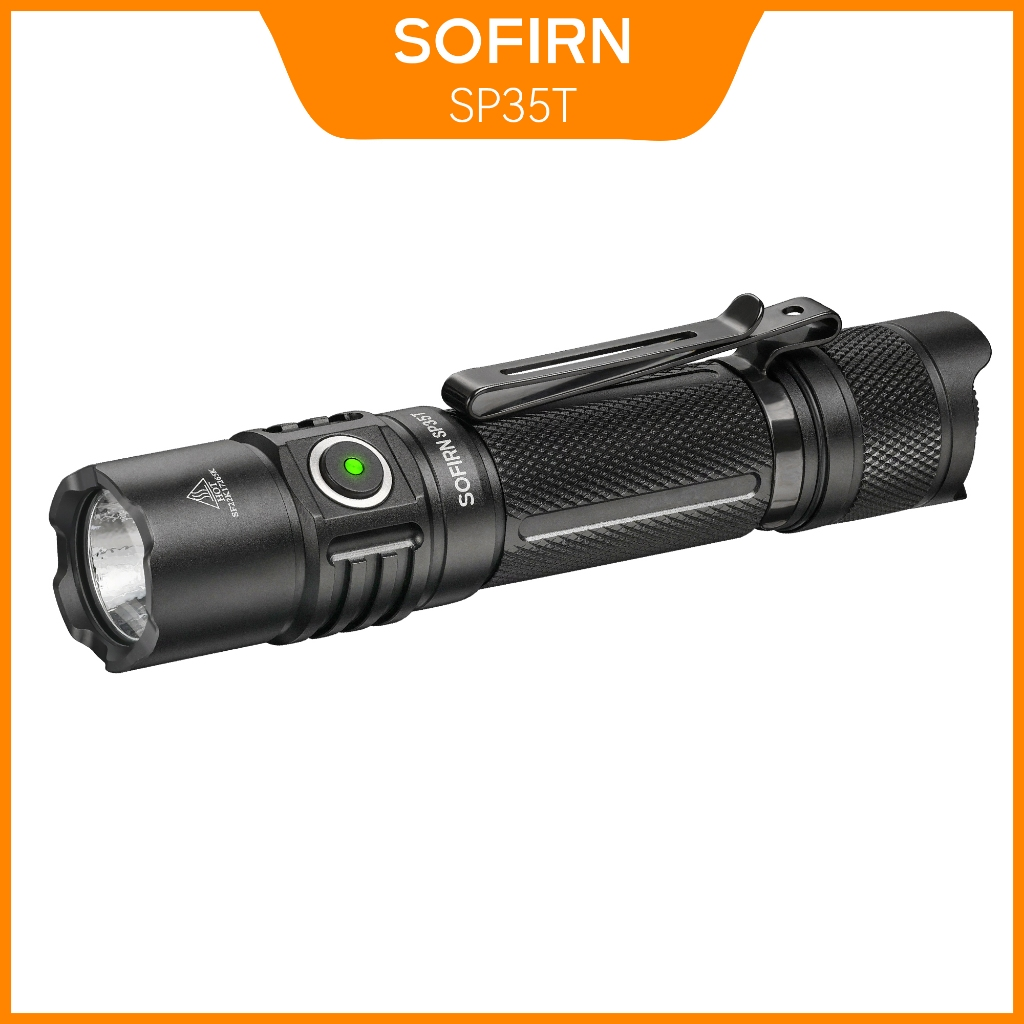 Lanterna Tática Sofirn SP35T 3800 Lúmens LED Com Porta Recarregável USBC Perfuração De Fraldas 21700 Mastigação