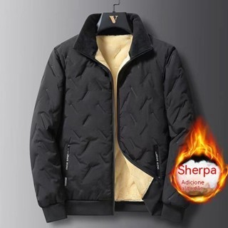 Novo Casaco De Inverno Masculino Velo Espesso Quente Cor Sólida Colarinho De Pé De Tamanho Grande