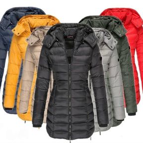 Casaco Feminino De Inverno Espesso E Quente Parkas Zippers Sólido Casual De Manga Longa Média Slim