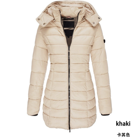 Casaco Feminino De Inverno Espesso E Quente Parkas Zippers Sólido Casual De Manga Longa Média Slim