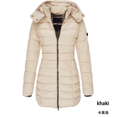 Casaco Feminino De Inverno Espesso E Quente Parkas Zippers Sólido Casual De Manga Longa Média Slim