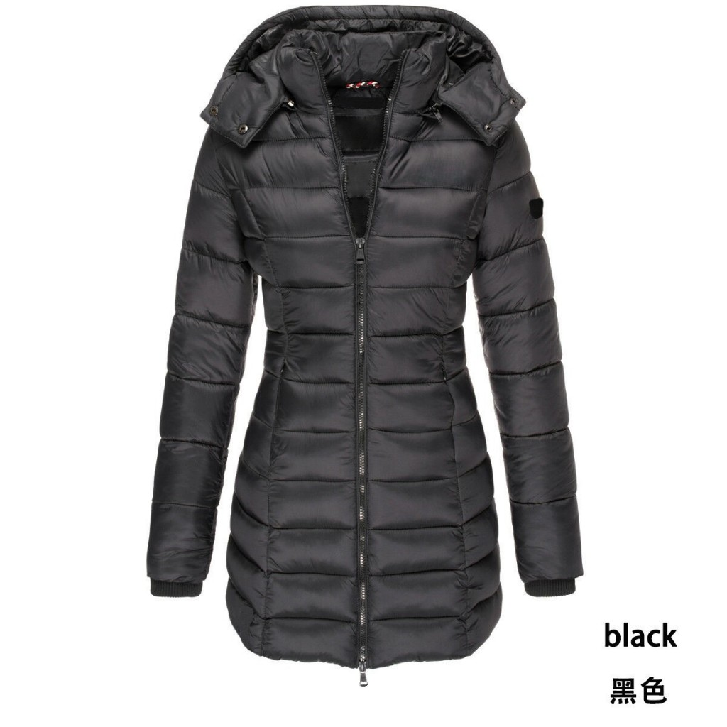 Casaco Feminino De Inverno Espesso E Quente Parkas Zippers Sólido Casual De Manga Longa Média Slim