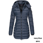 Casaco Feminino De Inverno Espesso E Quente Parkas Zippers Sólido Casual De Manga Longa Média Slim