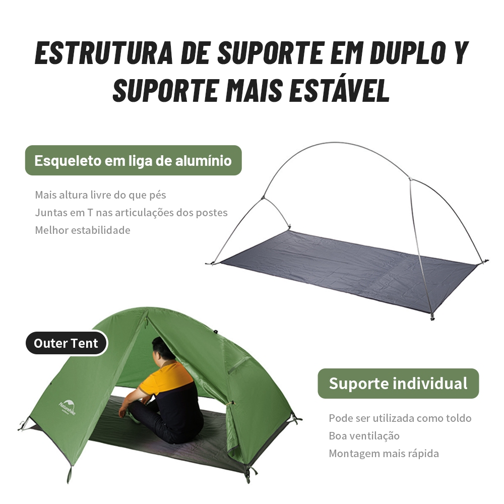 Naturehike Tenda Ultraleve Ao Ar Livre 3 Temporada À Prova Dwaterproof Água 20D Náilon Caminhadas 1 Pessoa Mochila Acamp