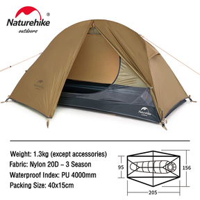 Naturehike Tenda Ultraleve Ao Ar Livre 3 Temporada À Prova Dwaterproof Água 20D Náilon Caminhadas 1 Pessoa Mochila Acamp