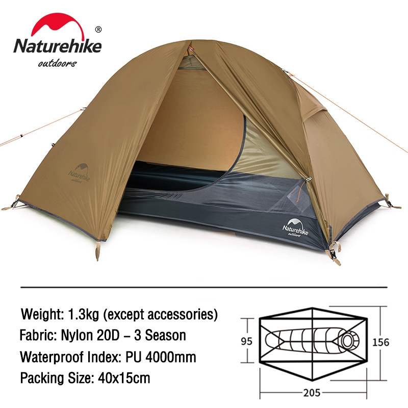 Naturehike Tenda Ultraleve Ao Ar Livre 3 Temporada À Prova Dwaterproof Água 20D Náilon Caminhadas 1 Pessoa Mochila Acamp