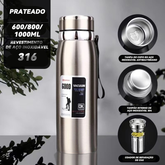 Garrafa térmica a vácuo 800/1000ml três capacidade três cores de aço inoxidável dupla