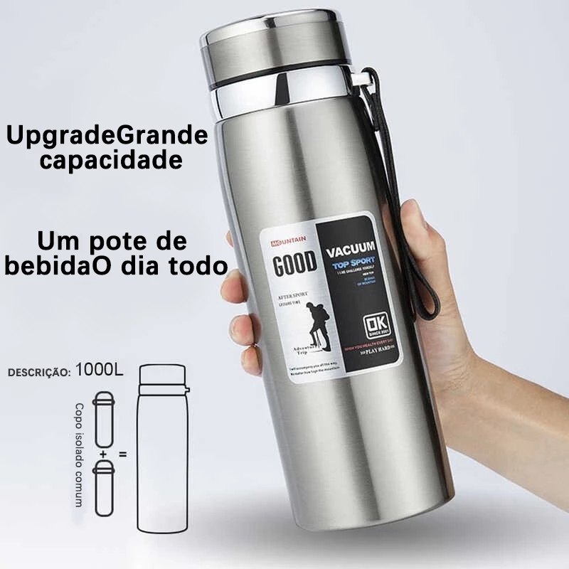 Garrafa térmica a vácuo 800/1000ml três capacidade três cores de aço inoxidável dupla