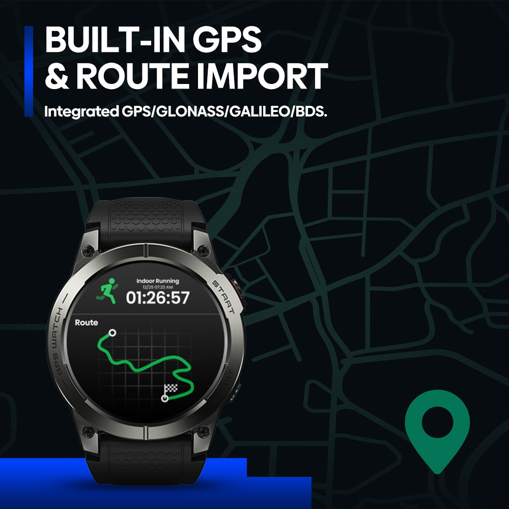 Zeblaze Stratos 3 PRO Smartwatch AMOLED 1.43" Corrida Relógio Inteligente GPS 18 dias de espera