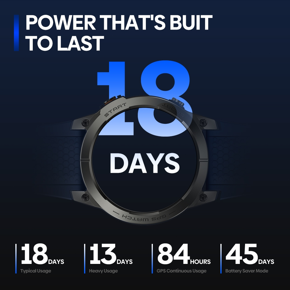 Zeblaze Stratos 3 PRO Smartwatch AMOLED 1.43" Corrida Relógio Inteligente GPS 18 dias de espera