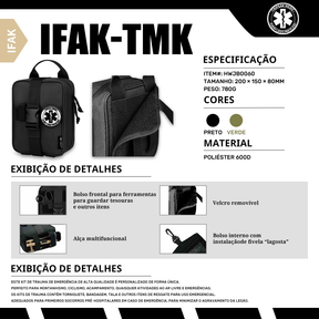 Kit Tático Preto 12 em 1 | IFAK Individual | APH | Ideal para Outdoor e Emergências