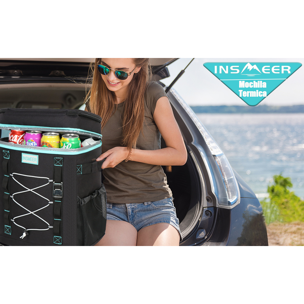 INSMEER Mochila Térmica 30 L para 50 Latas Caixa Térmica Grande Isotérmica Bolsa para Praia Ar livre