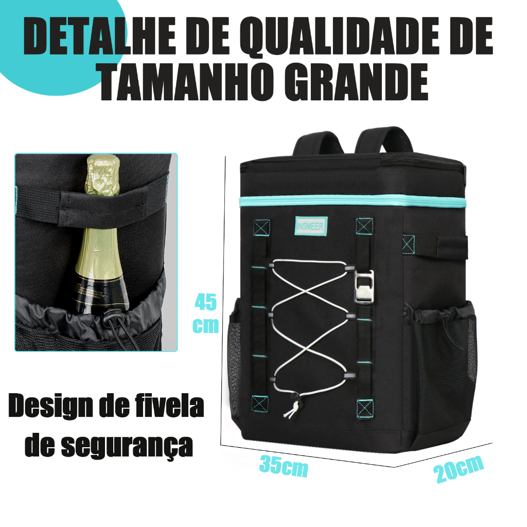 INSMEER Mochila Térmica 30 L para 50 Latas Caixa Térmica Grande Isotérmica Bolsa para Praia Ar livre
