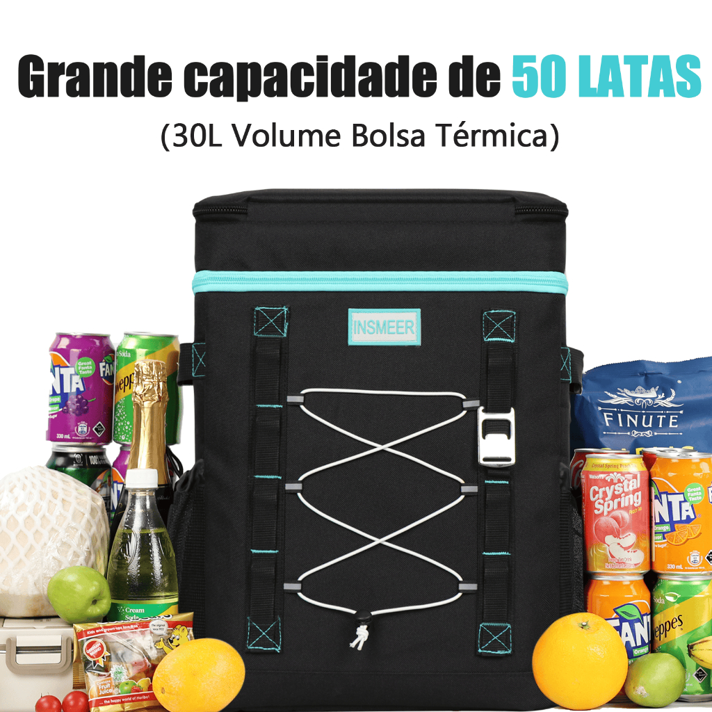INSMEER Mochila Térmica 30 L para 50 Latas Caixa Térmica Grande Isotérmica Bolsa para Praia Ar livre
