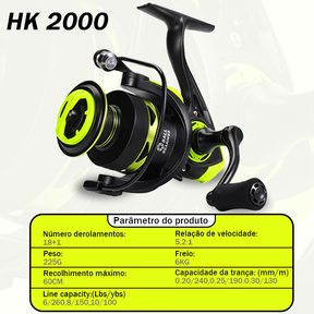 Carretel De Pesca 90Kg 5.2 : 1 Giratório 1000-7000 Com Cabo EVA Escuro fruta verde