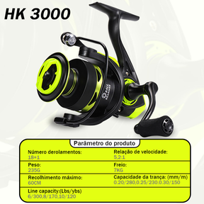 Carretel De Pesca 90Kg 5.2 : 1 Giratório 1000-7000 Com Cabo EVA Escuro fruta verde