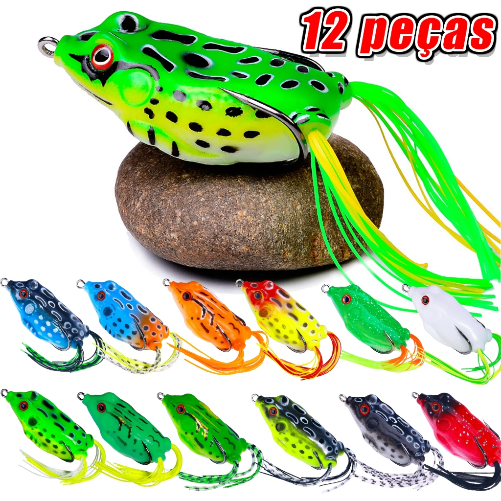 Kit 12 Iscas Artificial Sapo Frog Anti Enrosco ca De Pesca De Sapo Biônico Especiais Para Baixo E Água Doce