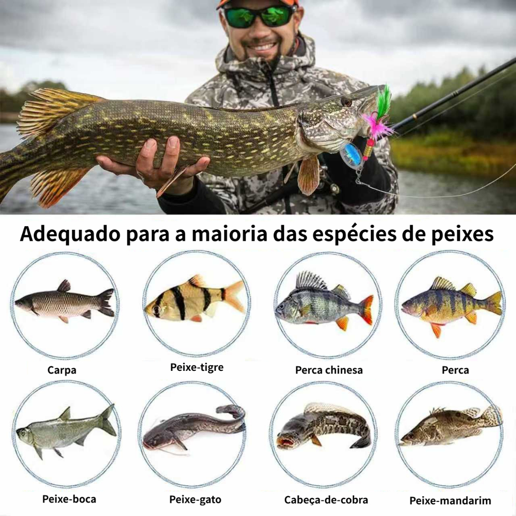MEDOOSI Kit 20 Unidades Iscas Giratórias Pesca Metal - Spinner Brilho UV | Anti-Enrosco para Traíra/Tucunaré Água