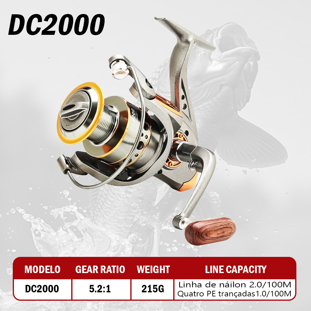 【Compre 1 e ganhe 1 grátis】Carretilha de pesca 5.2:1 Fishing Wheel Spinning Reels MaxDrag 15 Kg