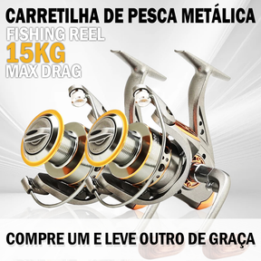 【Compre 1 e ganhe 1 grátis】Carretilha de pesca 5.2:1 Fishing Wheel Spinning Reels MaxDrag 15 Kg