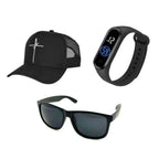 Óculos de Sol Masculino Clássico + Boné Fé+ Relógio Esportivo Você Escolhe a Cor
