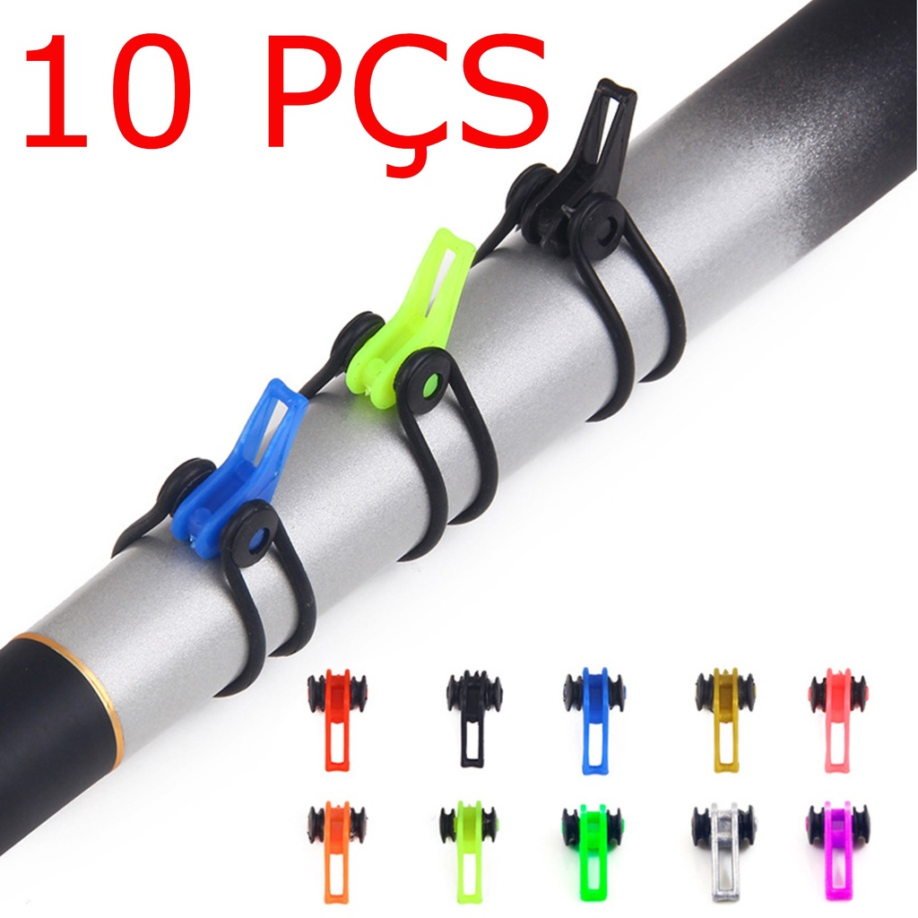 Kit 10 Ganchos Prendedor ajustável de Anzol Iscas e garatéias Para Varas De Pesca