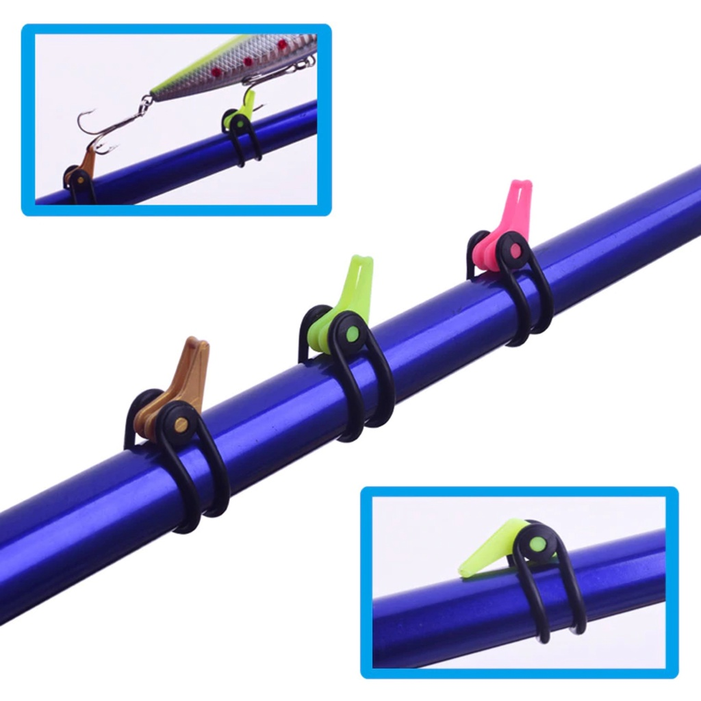 Kit 10 Ganchos Prendedor ajustável de Anzol Iscas e garatéias Para Varas De Pesca