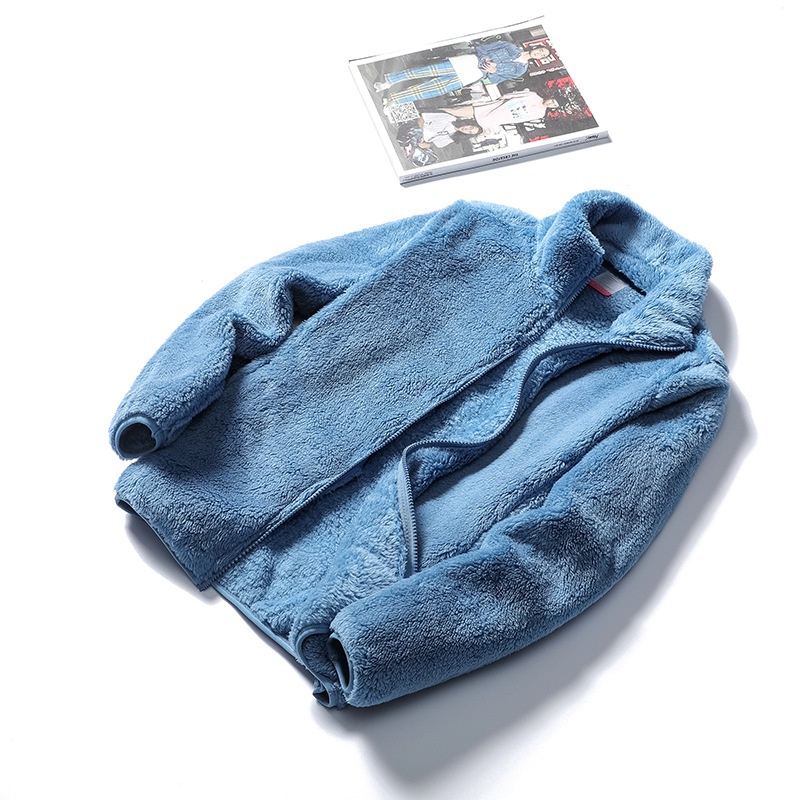 Joyjoy Jaqueta feminina elegante de lã sólida de inverno, casaco de veludo ,blusa de frio feminina com ziper