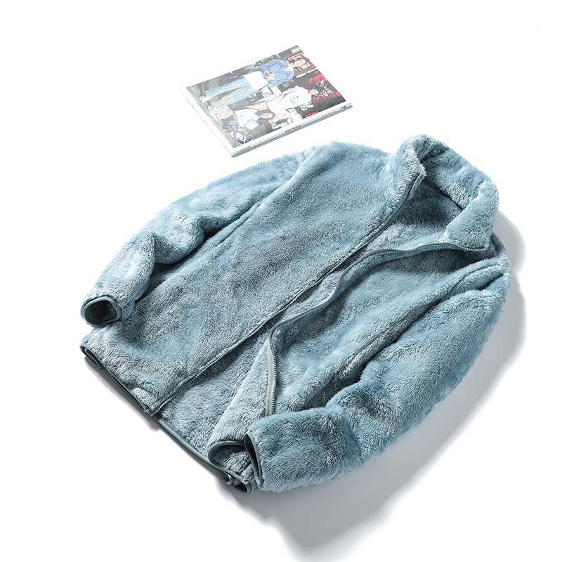 Joyjoy Jaqueta feminina elegante de lã sólida de inverno, casaco de veludo ,blusa de frio feminina com ziper