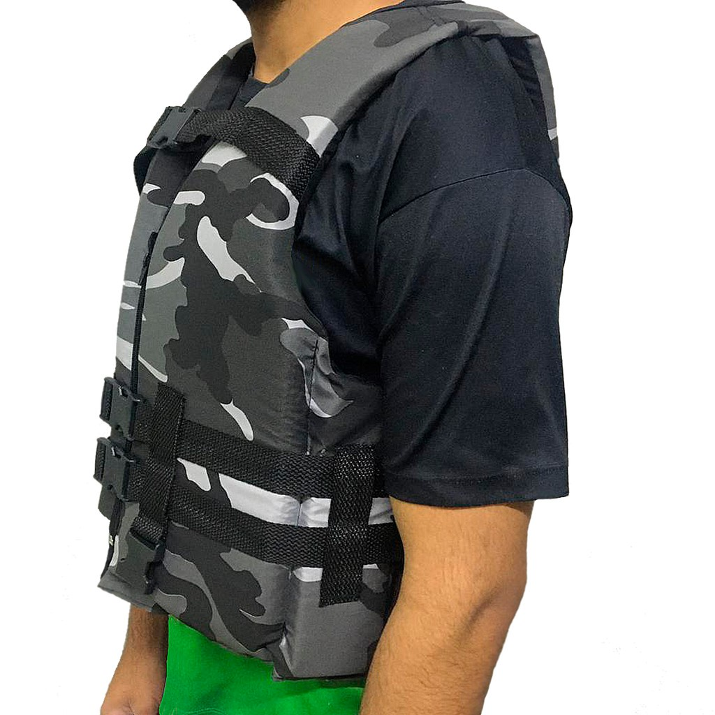 Colete Salva Vidas Camuflado Cinza 120 kg - Lançamento