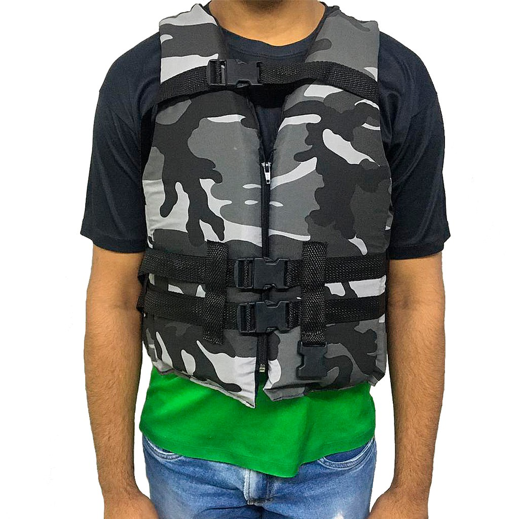 Colete Salva Vidas Camuflado Cinza 120 kg - Lançamento