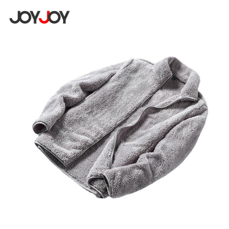 Joyjoy Jaqueta feminina elegante de lã sólida de inverno, casaco de veludo ,blusa de frio feminina com ziper