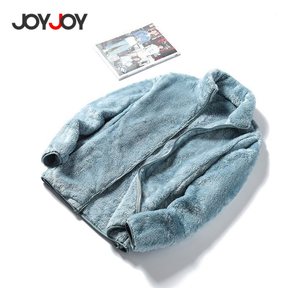 Joyjoy Jaqueta feminina elegante de lã sólida de inverno, casaco de veludo ,blusa de frio feminina com ziper