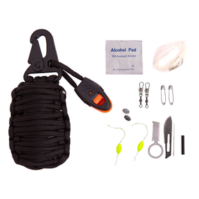 Chaveiro Paracord Kit Sobrevivência c/ Apito XGJ-8 (20 Itens)