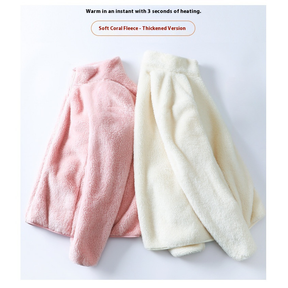 Joyjoy Jaqueta feminina elegante de lã sólida de inverno, casaco de veludo ,blusa de frio feminina com ziper