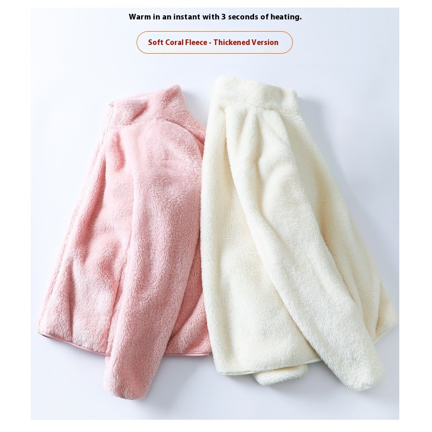 Joyjoy Jaqueta feminina elegante de lã sólida de inverno, casaco de veludo ,blusa de frio feminina com ziper