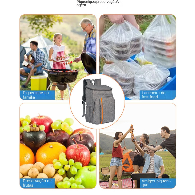 Mochila térmica bolsa térmica acampamento ao ar livre mochila piquenique oxford tecido impermeável bolsa de gelo isolada