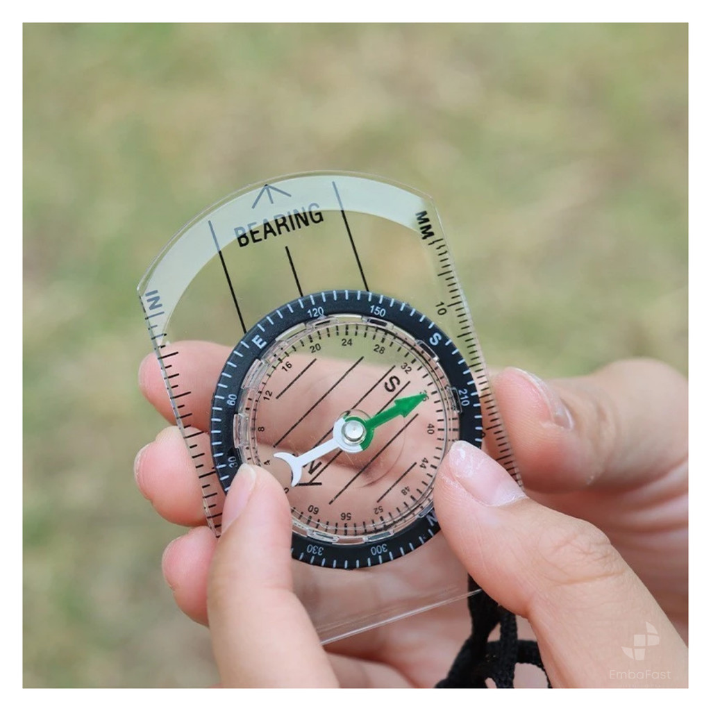 Bússola Cordão Camping Sobrevivência Régua Trilha Mapa Graus Tática Acampamento Bolso Caça Pesca