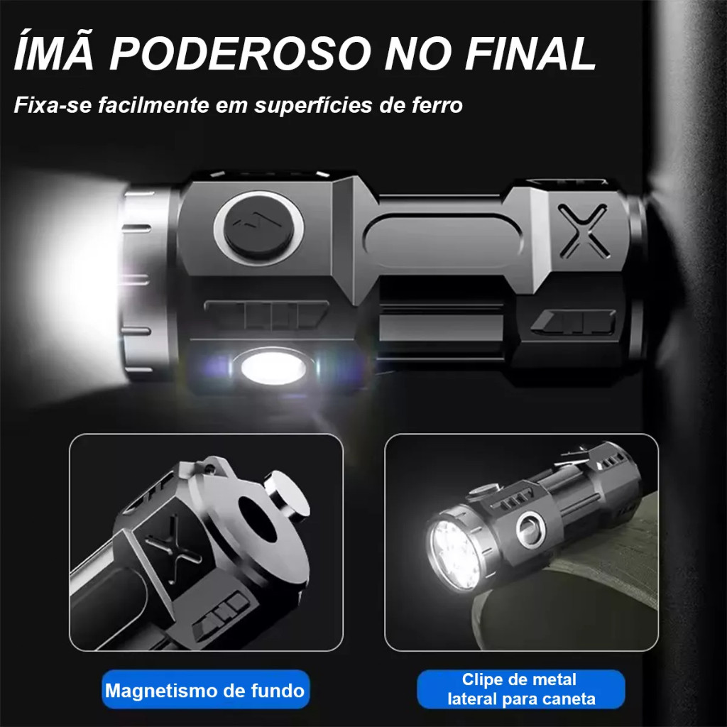Lanterna Tática Poderosa De Alta Potência Recarregável Por USB
