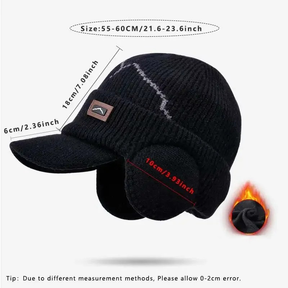Gorros Skullies Masculinos Com Viseira Para O Calor Inverno Malha Earmuffs Grosso Lã Forrado Crânio Esqui Boné De Beiseb