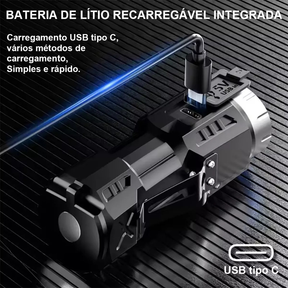 Lanterna Tática Poderosa De Alta Potência Recarregável Por USB