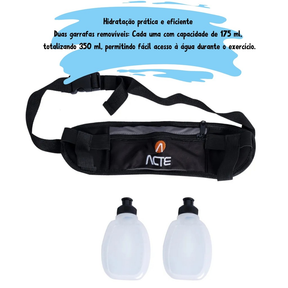 Cinto De Hidratação Corrida Pochete Com 2 Garrafas De Água Acte