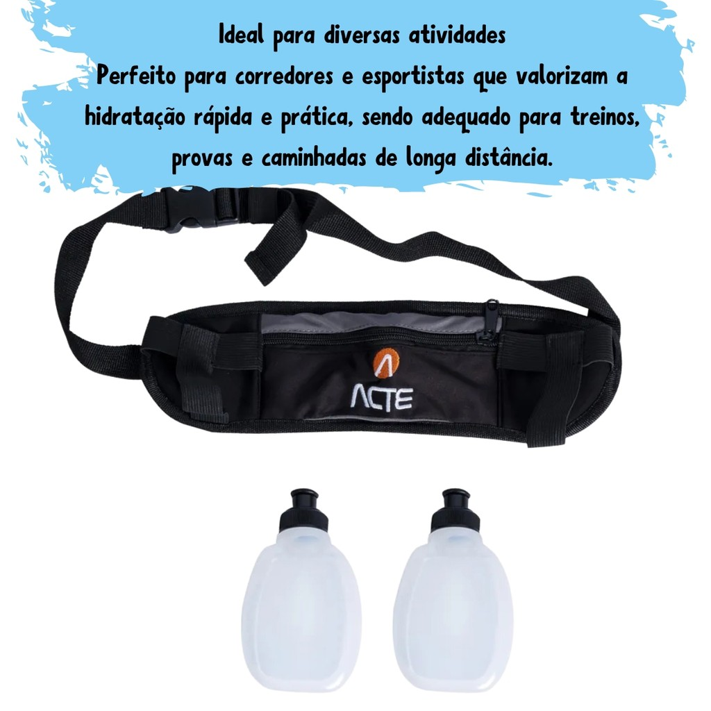 Cinto De Hidratação Corrida Pochete Com 2 Garrafas De Água Acte