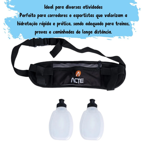 Cinto De Hidratação Corrida Pochete Com 2 Garrafas De Água Acte