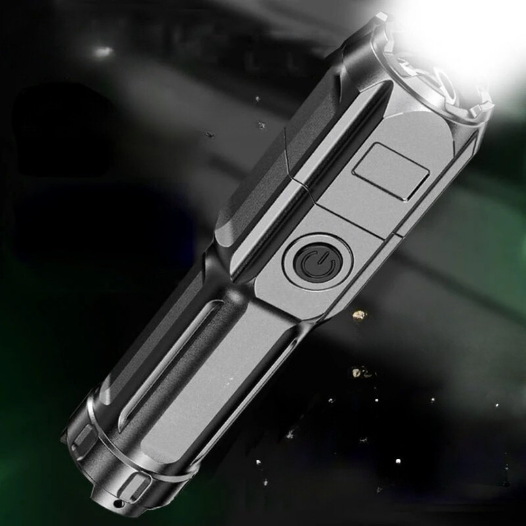 Lanterna Tática Potente Recarregável USB Led Luz Forte Com Zoom Direcional Resistente A Água